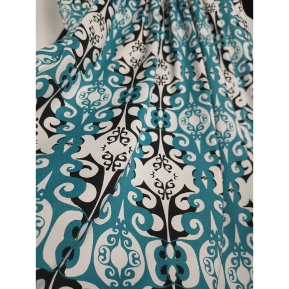 Trulli Ladies Sz 10 Sleeveless Blue Dress Floral Print Tie Waist - Picture 3 of 15